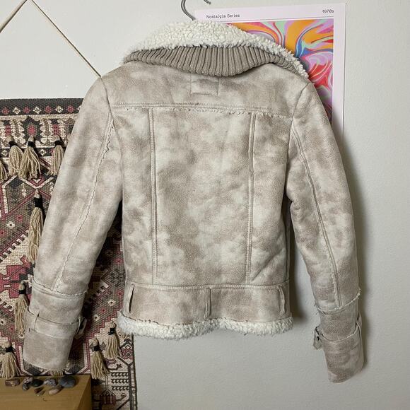 y2k style mango shearling moto jacket | size XS - Picture 6 of 7